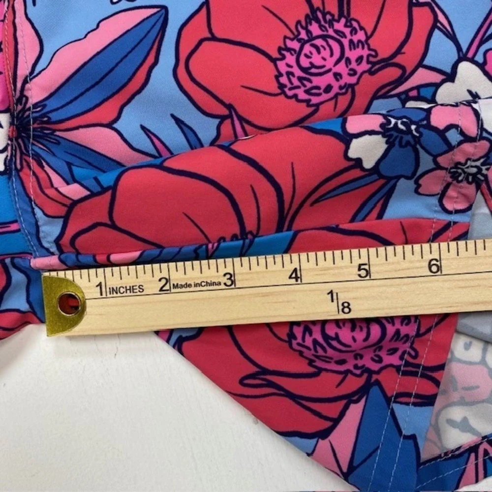 Vineyard Vines Boys XL Chappy Floral Swim Trunk Blue Pink 3M001197 7 Inch Inseam
